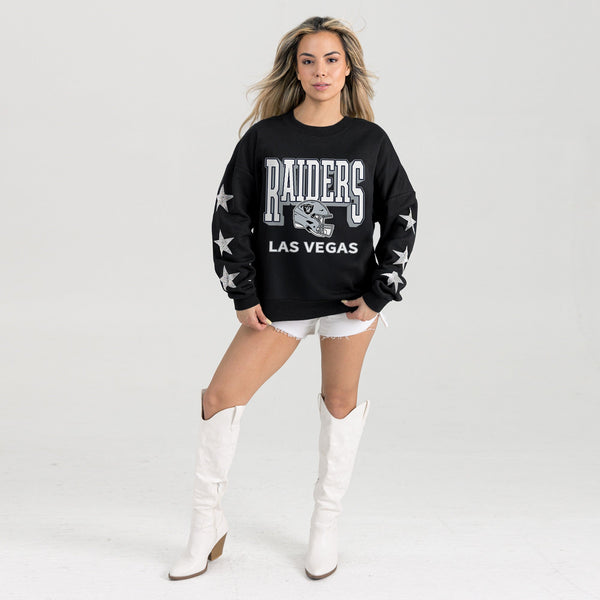 Gameday Couture LAS VEGAS RAIDERS PURE VICTORY STAR EMBELLISHED CREW SWEATSHIRT