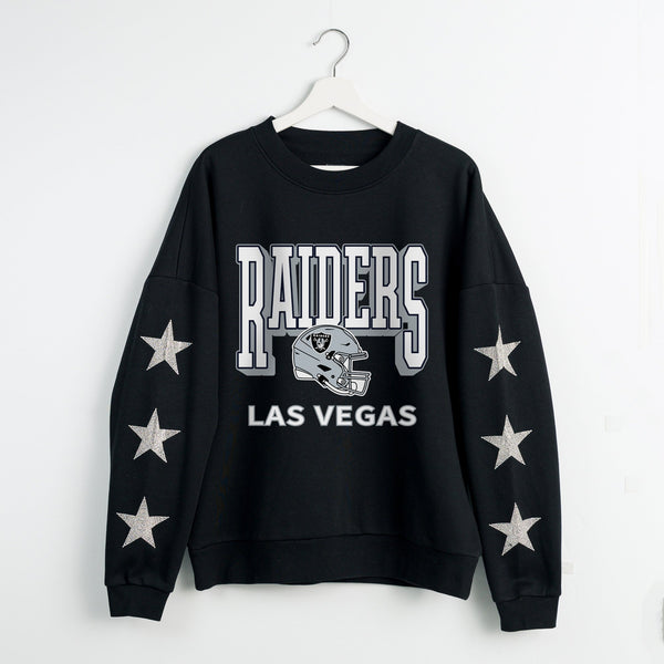 gameday couture LAS VEGAS RAIDERS PURE VICTORY STAR EMBELLISHED CREW SWEATSHIRT