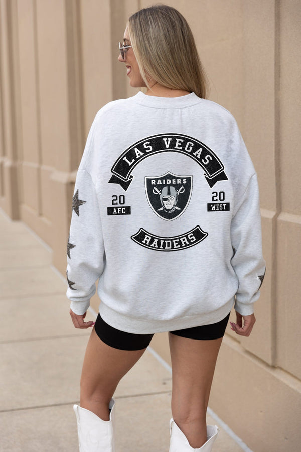 gameday couture LAS VEGAS RAIDERS Ready For It Star-Sleeve Crewneck Pullover
