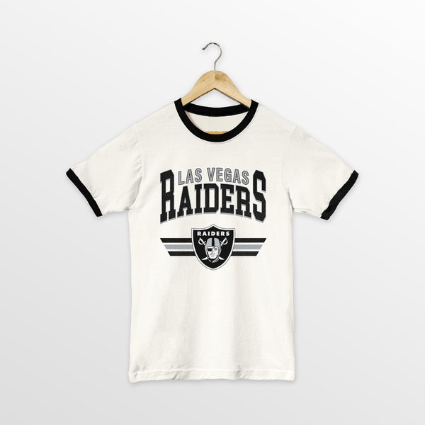 gameday couture LAS VEGAS RAIDERS SWIFT STRIKE VINTAGE RINGER TEE