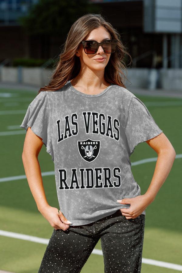 gameday couture LAS VEGAS RAIDERS VICTORY MODE FLUTTER SLEEVE TEE IN GREY