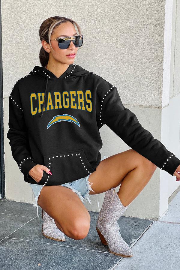 Gameday Couture LOS ANGELES CHARGERS Catch The Vibe Studded-Detail Hoodie