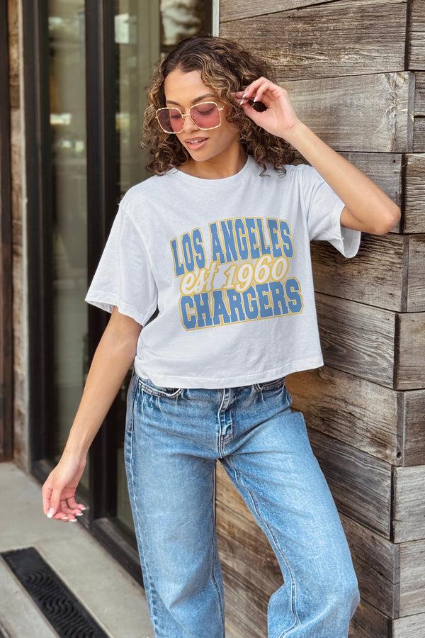Gameday Couture LOS ANGELES CHARGERS DEEP ROOTS BOXY FIT CROPPED TEE