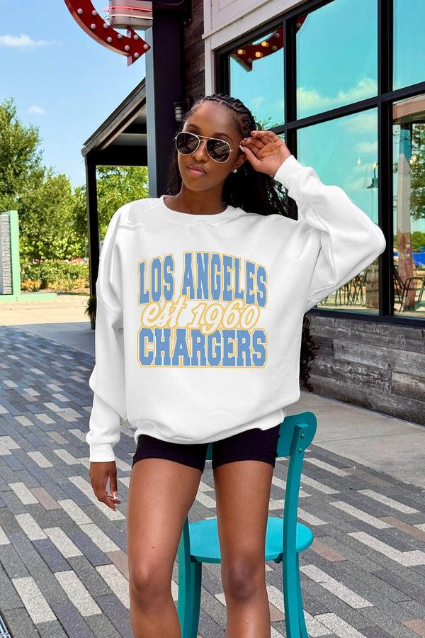 Gameday Couture LOS ANGELES CHARGERS FADED FORMATION PREMIUM FLEECE CREWNECK PULLOVER