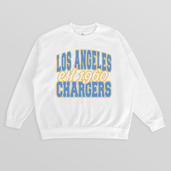 gameday couture LOS ANGELES CHARGERS FADED FORMATION PREMIUM FLEECE CREWNECK PULLOVER