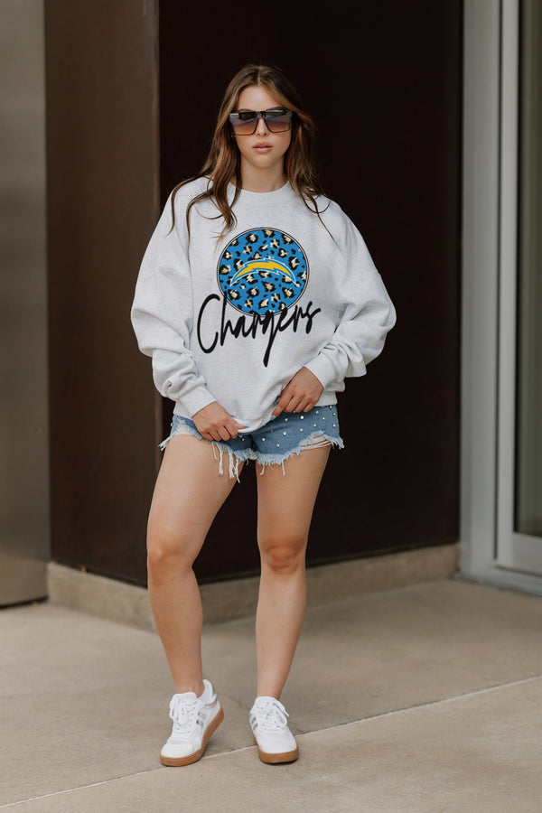 Gameday Couture LOS ANGELES CHARGERS Going Wild Fleece Drop-Shoulder Pullover