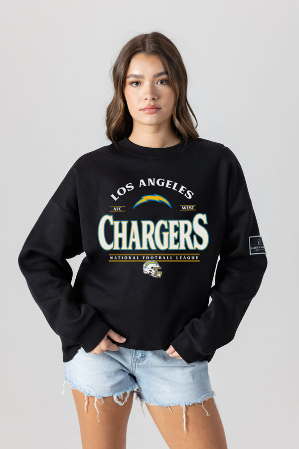 Gameday Couture LOS ANGELES CHARGERS Players Only Fleece Drop-Shoulder Crew