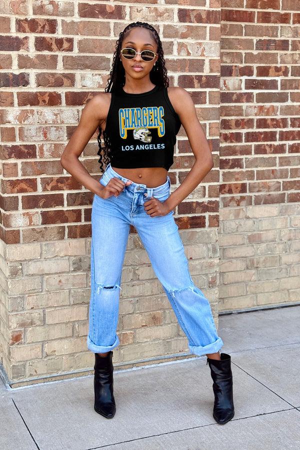 Gameday Couture LOS ANGELES CHARGERS PURE VICTORY ESSENTIAL RIBBED CROP TANK