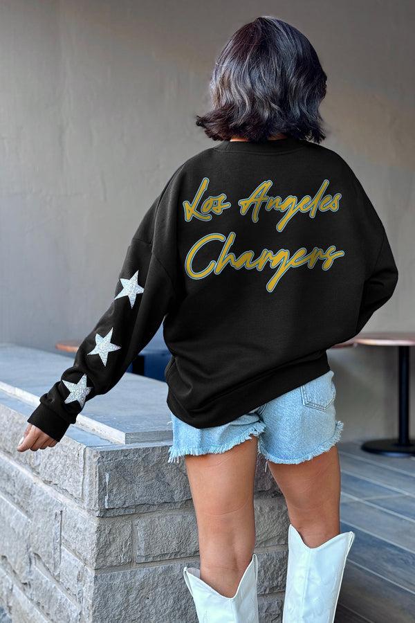 gameday couture LOS ANGELES CHARGERS RADIANT ERadiant Energy Star-Sleeve Crewneck Pullover