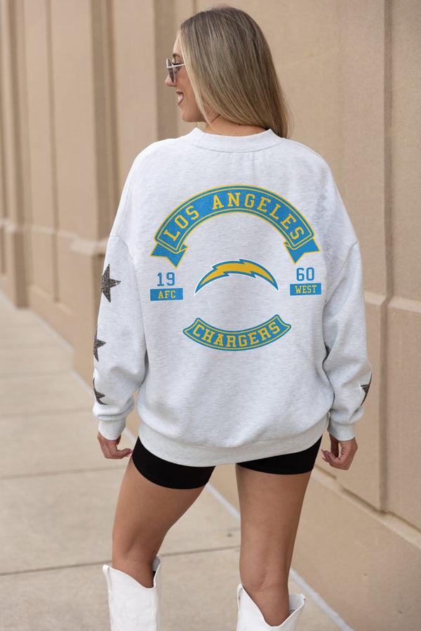 Gameday Couture LOS ANGELES CHARGERS Ready For It Star-Sleeve Crewneck Pullover
