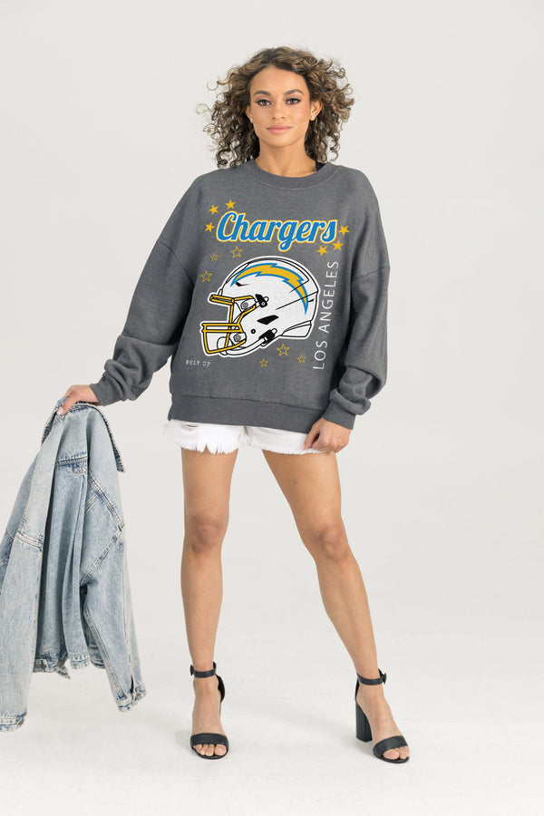Gameday Couture LOS ANGELES CHARGERS Ready To Rumble Fleece Crewneck Pullover