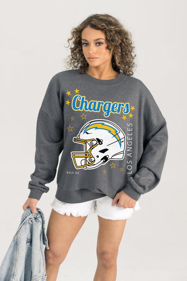 gameday couture LOS ANGELES CHARGERS Ready To Rumble Fleece Crewneck Pullover