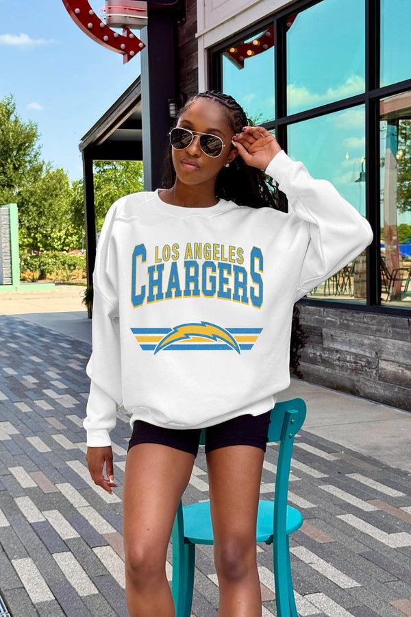 Gameday Couture LOS ANGELES CHARGERS SWIFT STRIKE PREMIUM FLEECE CREWNECK PULLOVER