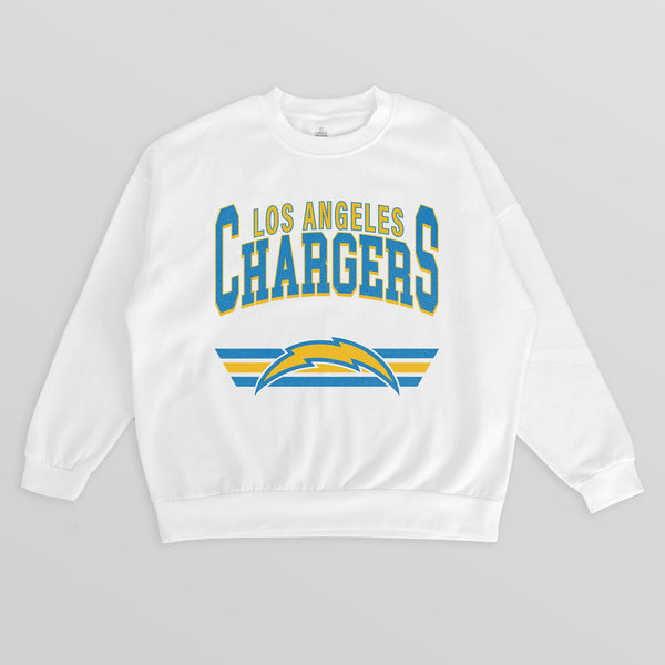 gameday couture LOS ANGELES CHARGERS SWIFT STRIKE PREMIUM FLEECE CREWNECK PULLOVER