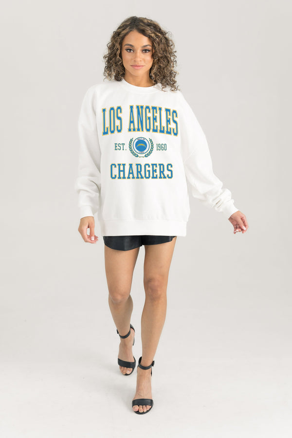 gameday couture LOS ANGELES CHARGERS Timeless Triumph Fleece Crewneck Pullover