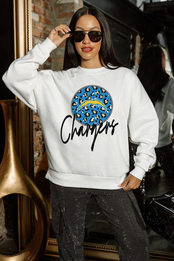 Gameday Couture LOS ANGELES CHARGERS WILD BREAKTHROUGH PREMIUM FLEECE CREWNECK PULLOVER