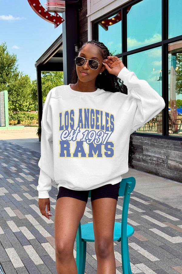 Gameday Couture LOS ANGELES RAMS FADED FORMATION PREMIUM FLEECE CREWNECK PULLOVER