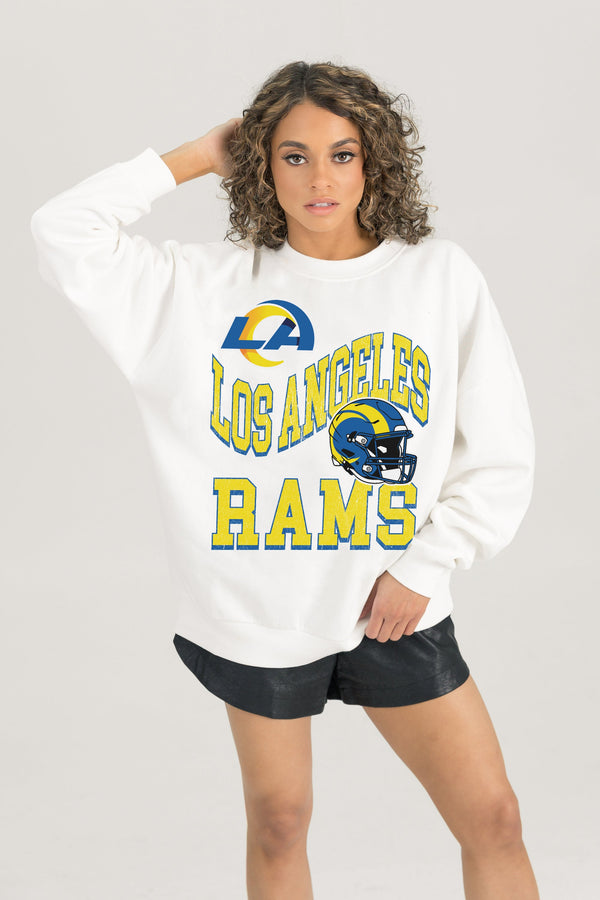 Gameday Couture LOS ANGELES RAMS HARD EARNED PREMIUM FLEECE CREWNECK PULLOVER