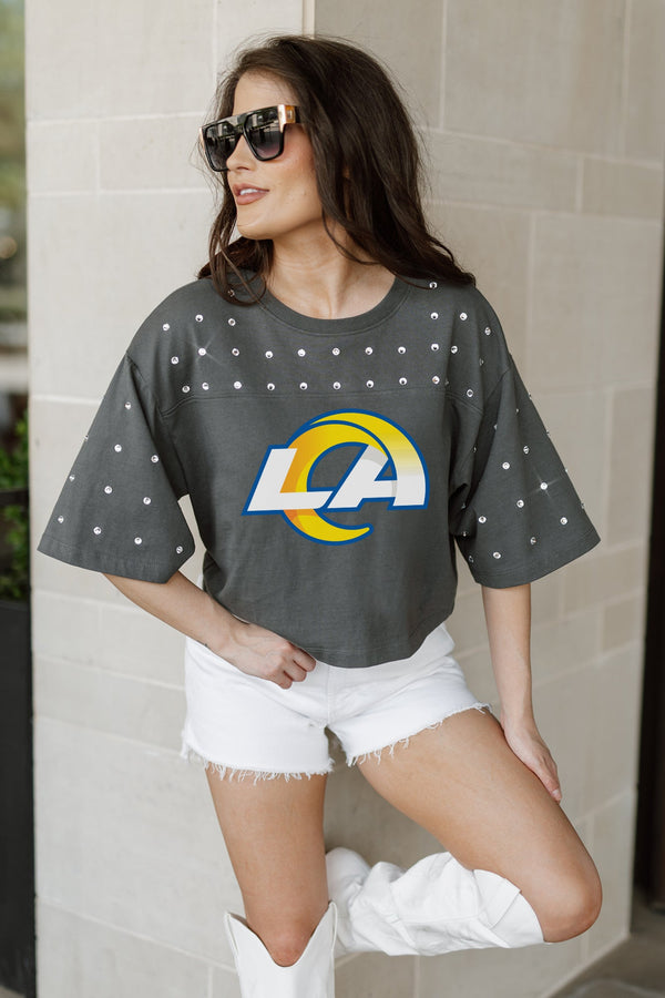 Gameday Couture LOS ANGELES RAMS Making Moves Rhinestone Crop Tee With Yoke