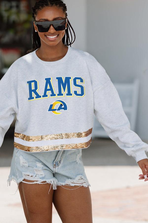 Gameday Couture LOS ANGELES RAMS Pass The Shine Long-Sleeve Metallic-Stripe Top