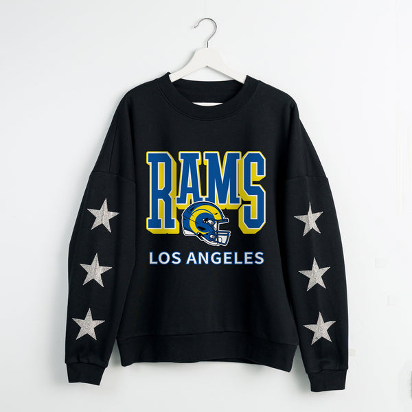 gameday couture LOS ANGELES RAMS PURE VICTORY STAR EMBELLISHED CREW SWEATSHIRT