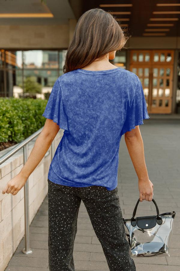 Gameday Couture LOS ANGELES RAMS VICTORY MODE FLUTTER SLEEVE TEE IN ROYAL