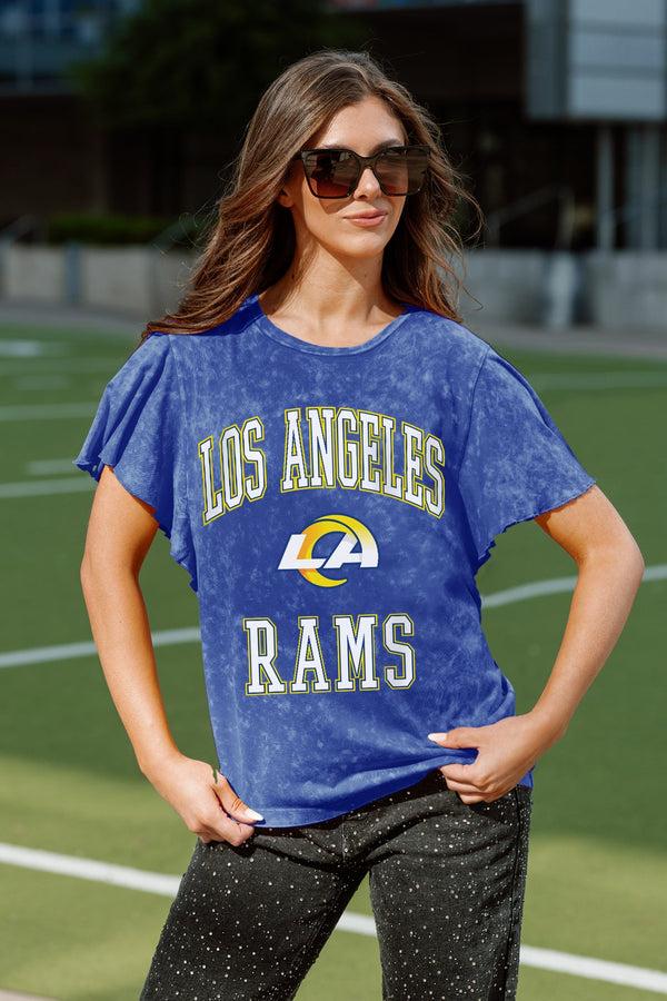 gameday couture LOS ANGELES RAMS VICTORY MODE FLUTTER SLEEVE TEE IN ROYAL