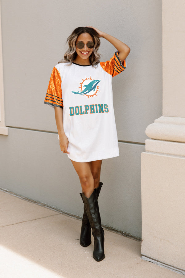 Gameday Couture MIAMI DOLPHINS Chic Champs Sequin Jersey Dress