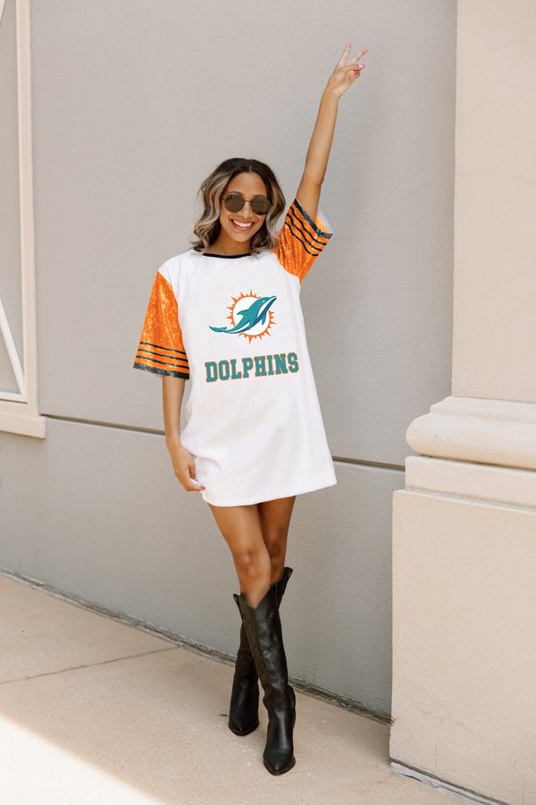 Gameday Couture MIAMI DOLPHINS Chic Champs Sequin Jersey Dress