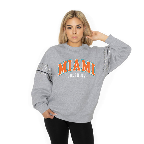 gameday couture MIAMI DOLPHINS Competitive Edge Jewel-Trim Pullover