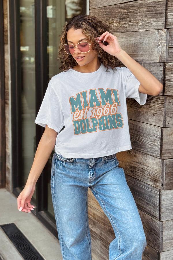 Gameday Couture MIAMI DOLPHINS DEEP ROOTS BOXY FIT CROPPED TEE