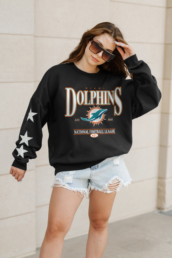 Gameday Couture MIAMI DOLPHINS Gameday Glimmer Embellished Star-Sleeve Pullover