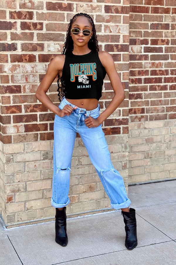 Gameday Couture MIAMI DOLPHINS PURE VICTORY ESSENTIAL RIBBED CROP TANK