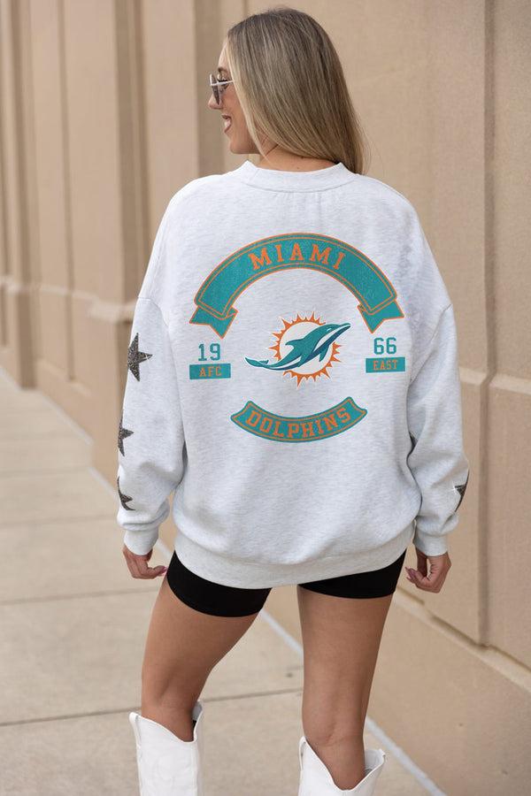 Gameday Couture MIAMI DOLPHINS Ready For It Star-Sleeve Crewneck Pullover