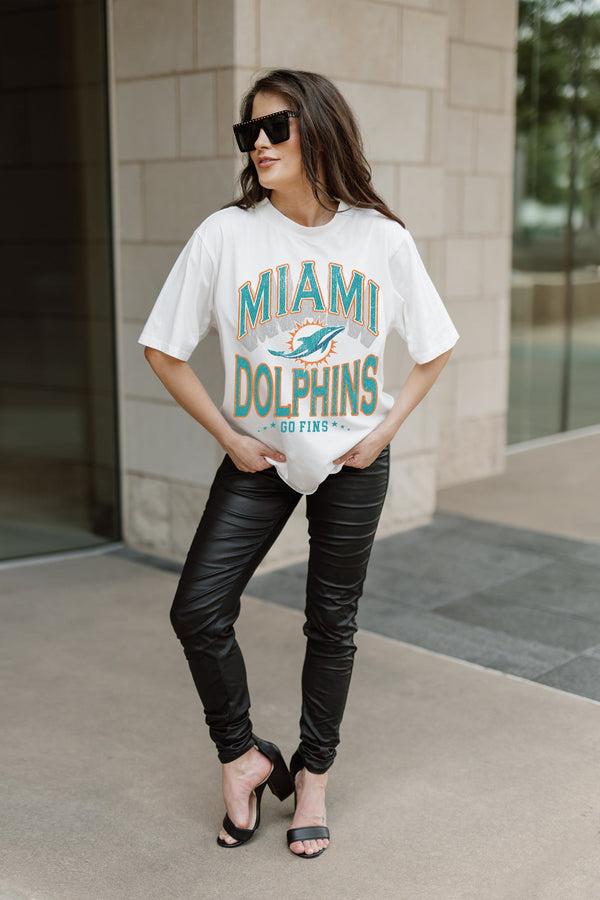 gameday couture MIAMI DOLPHINS Shakedown Oversized Crewneck Tee