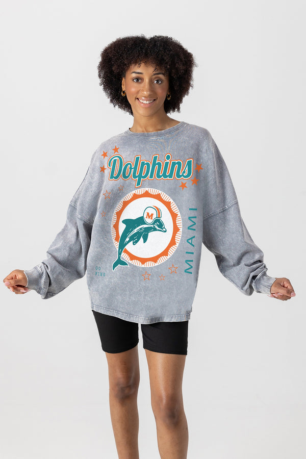 gameday couture MIAMI DOLPHINS Starbound Oversized Long-Sleeve Tee