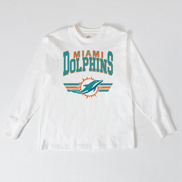 gameday couture MIAMI DOLPHINS SWIFT STRIKE ESSENTIAL RELAXED FIT LONG SLEEVE TEE