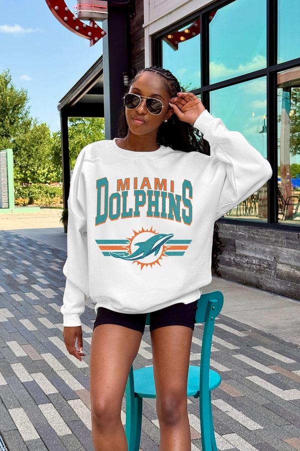 Gameday Couture MIAMI DOLPHINS SWIFT STRIKE PREMIUM FLEECE CREWNECK PULLOVER