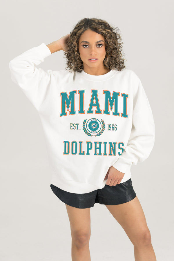 Gameday Couture MIAMI DOLPHINS Timeless Triumph Fleece Crewneck Pullover