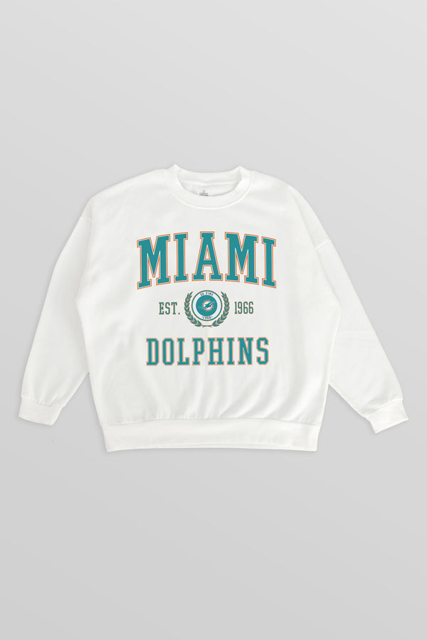 Gameday Couture MIAMI DOLPHINS Timeless Triumph Fleece Crewneck Pullover
