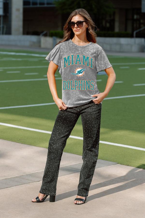 Gameday Couture MIAMI DOLPHINS VICTORY MODE FLUTTER SLEEVE TEE IN GREY