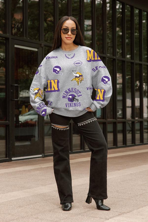Gameday Couture MINNESOTA VIKINGS ALWAYS ON REPEAT PREMIUM FLEECE CREW SWEATSHIRT
