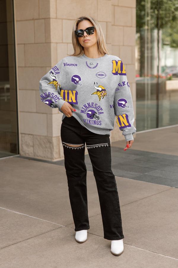 Gameday Couture MINNESOTA VIKINGS ALWAYS ON REPEAT PREMIUM FLEECE CREW SWEATSHIRT