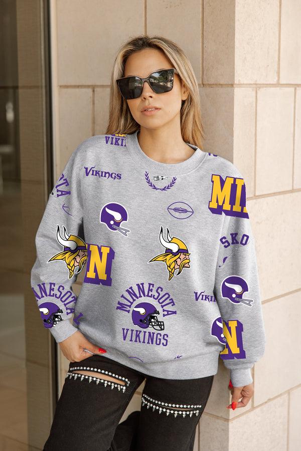 Gameday Couture MINNESOTA VIKINGS ALWAYS ON REPEAT PREMIUM FLEECE CREW SWEATSHIRT