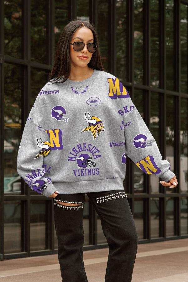 gameday couture MINNESOTA VIKINGS ALWAYS ON REPEAT PREMIUM FLEECE CREW SWEATSHIRT