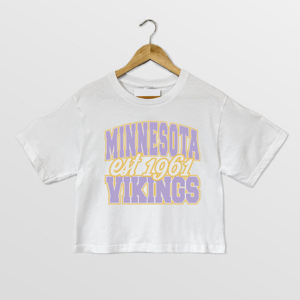 gameday couture MINNESOTA VIKINGS DEEP ROOTS BOXY FIT CROPPED TEE