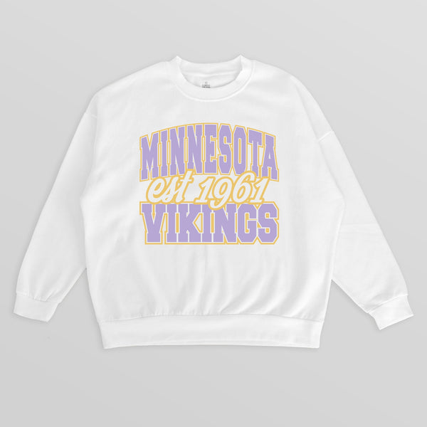 gameday couture MINNESOTA VIKINGS FADED FORMATION PREMIUM FLEECE CREWNECK PULLOVER