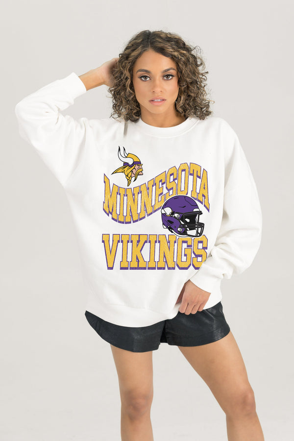 Gameday Couture MINNESOTA VIKINGS HARD EARNED PREMIUM FLEECE CREWNECK PULLOVER