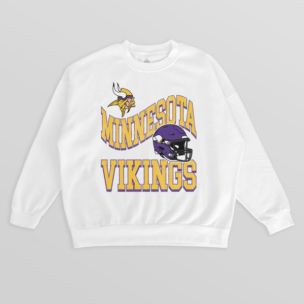 gameday couture MINNESOTA VIKINGS HARD EARNED PREMIUM FLEECE CREWNECK PULLOVER