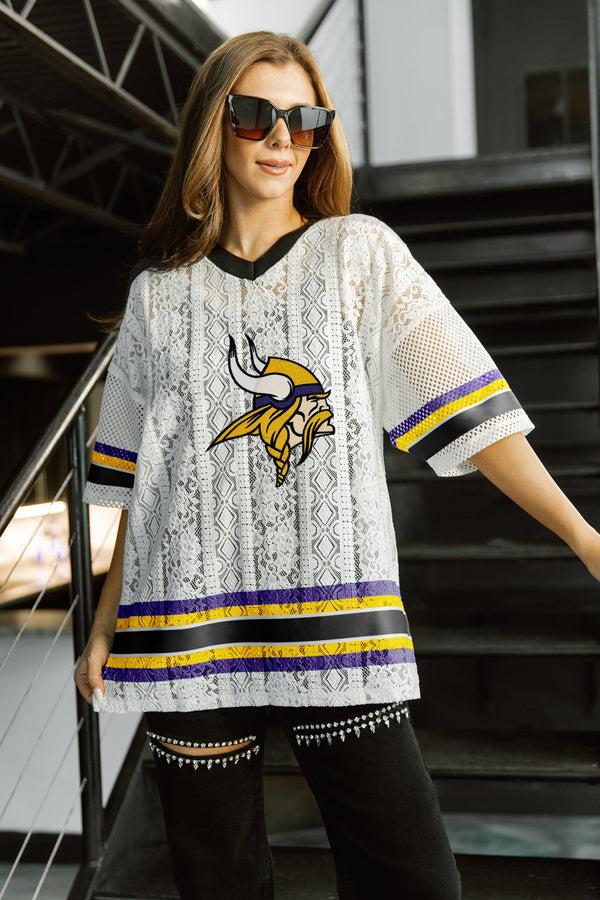 gameday couture MINNESOTA VIKINGS HIGH NOTE LACE FASHION TOP